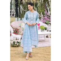 Sliver Foil Embroidered Lawn Unstitched Suit with Zari Dupatta CK-32003 3PC - image 3