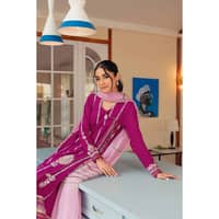 Gold and Lacquer Lawn Printed Unstitched Suit with sequins Dupatta FE-32077 3PC - image 5