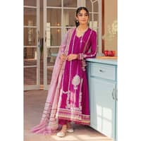 Gold and Lacquer Lawn Printed Unstitched Suit with sequins Dupatta FE-32077 3PC - image 3