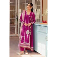 Gold and Lacquer Lawn Printed Unstitched Suit with sequins Dupatta FE-32077 3PC - image 2