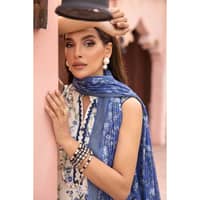 Embroiderd Lawn Printed Unstitched Suit with Printed Stripe Dupatta FE-32078 3PC - image 5