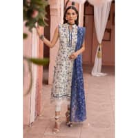 Embroiderd Lawn Printed Unstitched Suit with Printed Stripe Dupatta FE-32078 3PC - image 2