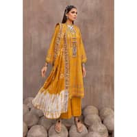 Gold Printed Lawn Unstitched Suit with Embroidered Dupatta FE-32060 3PC - image 5