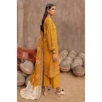 Gold Printed Lawn Unstitched Suit with Embroidered Dupatta FE-32060 3PC - image 3