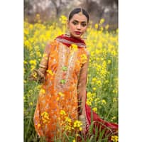 Lawn Embroidered Unstitched Suit with Embroidered Zari Dupatta FE-32099 3PC - image 4