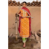 Lawn Embroidered Unstitched Suit with Embroidered Zari Dupatta FE-32099 3PC - image 2