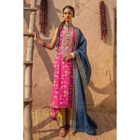 Embroiderd Lawn Printed Unstitched Suit with Embroidered Zari Dupatta FE-32100 3PC - image 4