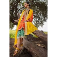 Lawn Embroidered Ustitched Suit with Embroidered Zari Dupatta FE-32102 3PC - image 2