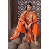 Lawn Gold Printed Unstitched Suit with Embroidered Zari and Sequins Dupatta FE-32057 3PC - image 4
