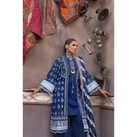 Silver Printed Lawn Unstitched Suit with Embroidered zari Dupatta FE-32061 3PC - image 4