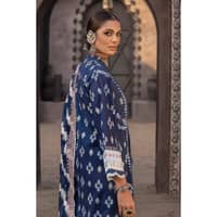 Silver Printed Lawn Unstitched Suit with Embroidered zari Dupatta FE-32061 3PC - image 3