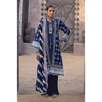 Silver Printed Lawn Unstitched Suit with Embroidered zari Dupatta FE-32061 3PC - image 2