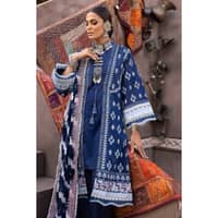 Silver Printed Lawn Unstitched Suit with Embroidered zari Dupatta FE-32061 3PC