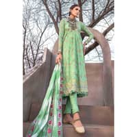 Lawn Gold Printed Unstitched Suit with Embroidered Lawn Dupatta with Zari and Sequins FE-32059 3PC - image 5