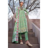 Lawn Gold Printed Unstitched Suit with Embroidered Lawn Dupatta with Zari and Sequins FE-32059 3PC - image 4