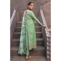 Lawn Gold Printed Unstitched Suit with Embroidered Lawn Dupatta with Zari and Sequins FE-32059 3PC - image 3