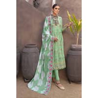 Lawn Gold Printed Unstitched Suit with Embroidered Lawn Dupatta with Zari and Sequins FE-32059 3PC - image 2