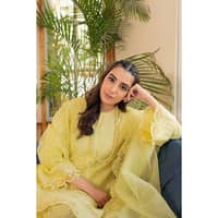 Embroidered Lawn Unstitched Suit with Embroidered Organza Dupatta FE-32007 3PC - image 4