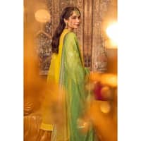 Embroidered Organza Unstitched Suit Embroidered Zari Stripe Dupatta FE-32091 3PC - image 4