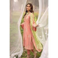 Embroidered Jacquard Unstitched Suit with Burnout Organza Dupatta FE-32048 3PC - image 5