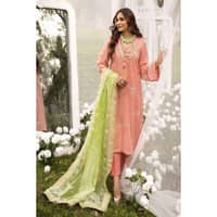 Embroidered Jacquard Unstitched Suit with Burnout Organza Dupatta FE-32048 3PC - image 4