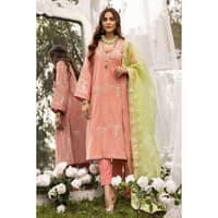 Embroidered Jacquard Unstitched Suit with Burnout Organza Dupatta FE-32048 3PC - image 3