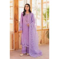 Embroidered Lawn Unstitched Suit with Embroidered Organza Dupatta FE-32005 3PC - image 2
