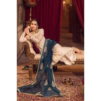 Embroidered Jacquard Unstitched Suit with Embroidered Cotton Net Dupatta with Zari and Sequins FE-32083 3PC - image 5