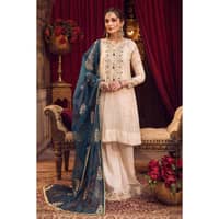 Embroidered Jacquard Unstitched Suit with Embroidered Cotton Net Dupatta with Zari and Sequins FE-32083 3PC - image 3