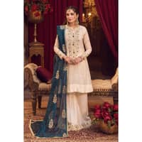 Embroidered Jacquard Unstitched Suit with Embroidered Cotton Net Dupatta with Zari and Sequins FE-32083 3PC - image 2