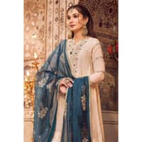 Embroidered Jacquard Unstitched Suit with Embroidered Cotton Net Dupatta with Zari and Sequins FE-32083 3PC