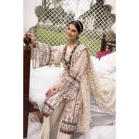Embroidered Jacquard Unstitched Suit with Embroidered Stripe Dupatta FE-32027 3PC - image 5