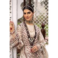 Embroidered Jacquard Unstitched Suit with Embroidered Stripe Dupatta FE-32027 3PC - image 3