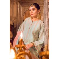 Embroidered Paper Cotton Unstitched Suit with Embroidered Stripe Dupatta FE-32045 3PC - image 5
