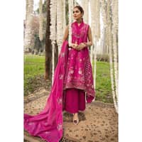 Embroidered Jacquard Printed Unstitched Suit with Embroidered Stripe Dupatta FE-32026 3PC - image 2