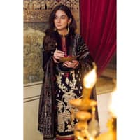 Embroidered Lawn Suit with Prited Zari Stripe Dupatta FE-32076 3PC - image 4