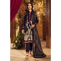 Embroidered Lawn Suit with Prited Zari Stripe Dupatta FE-32076 3PC - image 2