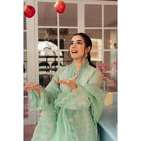 Embroidered Organza Unstitched Suit with Embroidered Organza Dupatta FE-32014 3PC - image 6