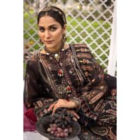 Embroidered Jacquard Printed Unstitched Suit with Embroidered Stripe Dupatta FE-32025 3PC - image 4
