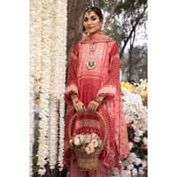 Embroidered Jacquard Printed Unstitched Suit with Embroidered Stripe Dupatta FE-32023 3PC - image 3