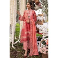 Embroidered Jacquard Printed Unstitched Suit with Embroidered Stripe Dupatta FE-32023 3PC - image 2