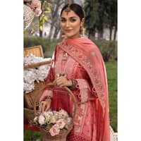 Embroidered Jacquard Printed Unstitched Suit with Embroidered Stripe Dupatta FE-32023 3PC