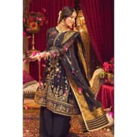 Zari Paper Cotton Suit with Gold Printed Jacquard Dupatta FE-32068 3PC - image 5