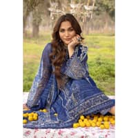 Embroidered Paper Cotton Unstitched Suit with Embroidered Stripe Dupatta FE-32024 3PC - image 5