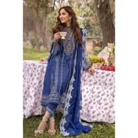 Embroidered Paper Cotton Unstitched Suit with Embroidered Stripe Dupatta FE-32024 3PC - image 2