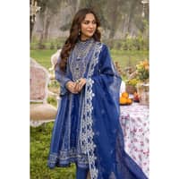 Embroidered Paper Cotton Unstitched Suit with Embroidered Stripe Dupatta FE-32024 3PC