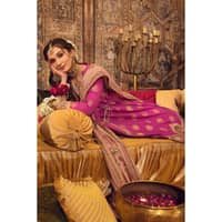 Embroidered Jacquard Unstitched Suit with Gold Printed Cotton Net Dupatta FE-32001 3PC - image 4