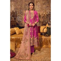 Embroidered Jacquard Unstitched Suit with Gold Printed Cotton Net Dupatta FE-32001 3PC - image 2