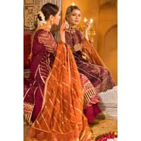 Embroidered Khaddi Net Unstitched Suit with Gota and Sequins Embroidered Dupatta FE-32080 3PC - image 5