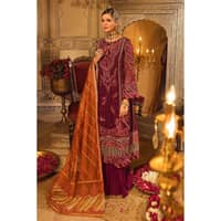 Embroidered Khaddi Net Unstitched Suit with Gota and Sequins Embroidered Dupatta FE-32080 3PC - image 3